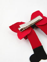 Christmas Red Sequined Zirconia Bow Hairpin by Rylee Faith Designs