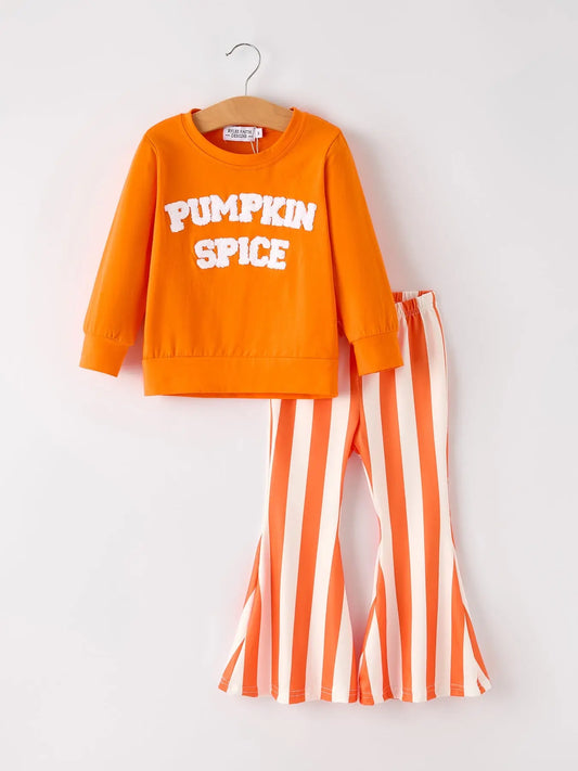 Fall Halloween and Thanksgiving Pumpkin Spice Chenille Patches Girls Set Rylee Faith Designs