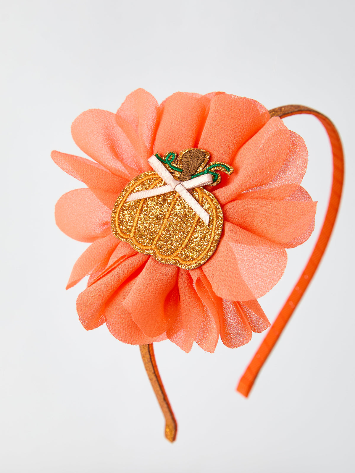 Halloween Pumpkin Floral Girls Headband by Rylee Faith Designs