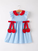 Back To School Girls Striped lapels Apple Bow Dress by Rylee Faith Designs at Everetts Place