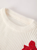 Cotton Pullover Sweater, Girls Bow Sequins, Mommy & Me by Rylee Faith Designs