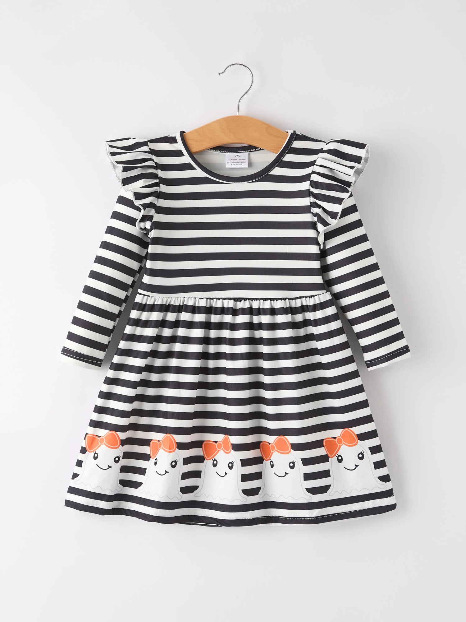 Rylee Faith Designs Cute Halloween Black and White Striped Dress for Stylish Girls - Apparel & Accessories > Clothing > Baby & Toddler Clothing > Baby & Toddler Dresses Dress