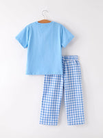 Rylee Faith Designs Fall Thanksgiving and Halloween Blue Pumpkin Smock Embroidery Baby Boy Set - Apparel & Accessories > Clothing > Outfit Sets Outfit