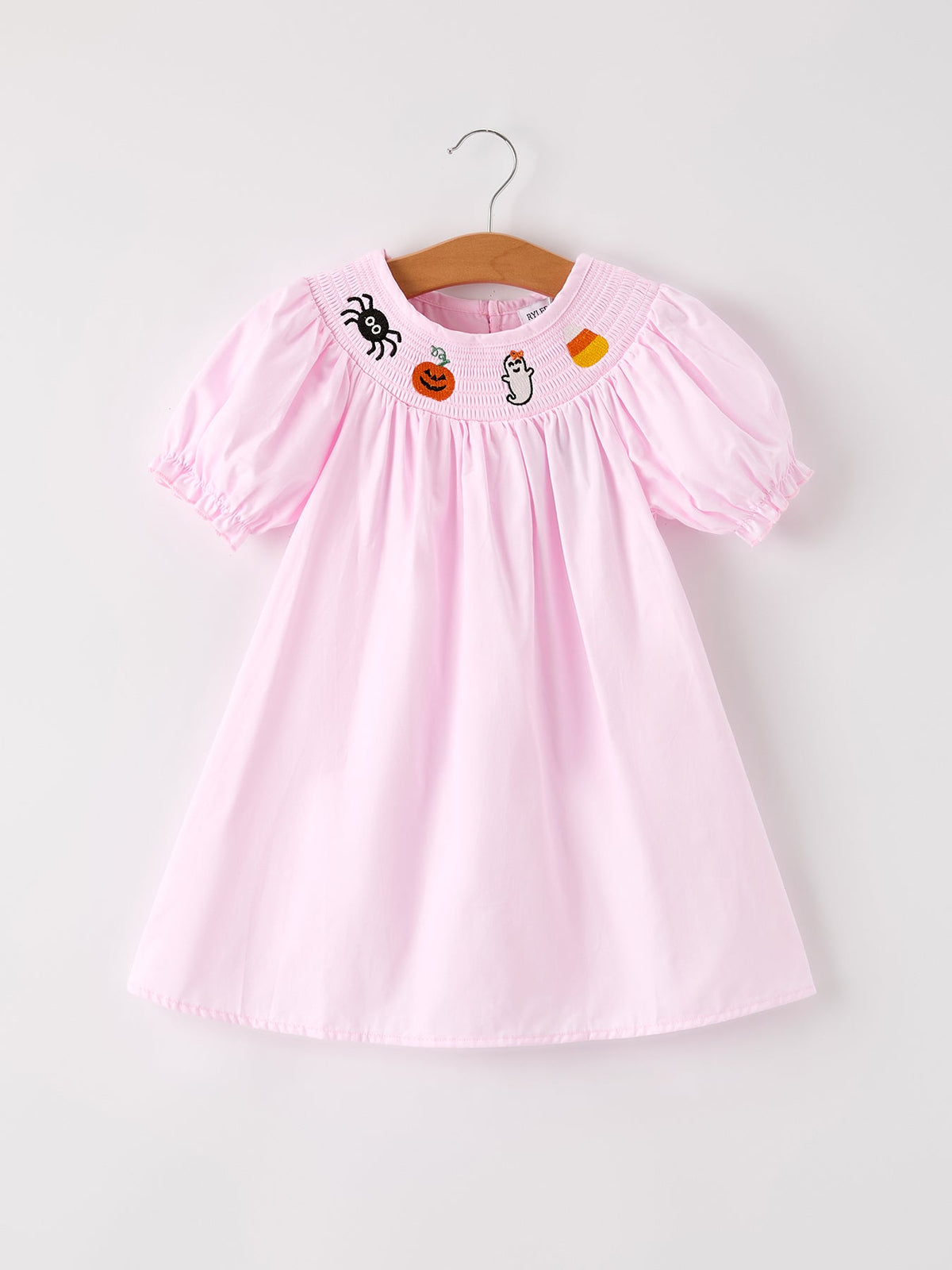 Fall Halloween Pink Spider Pumpkin Ghost Smock Embroidery Girl Dress by Rylee Faith Designs