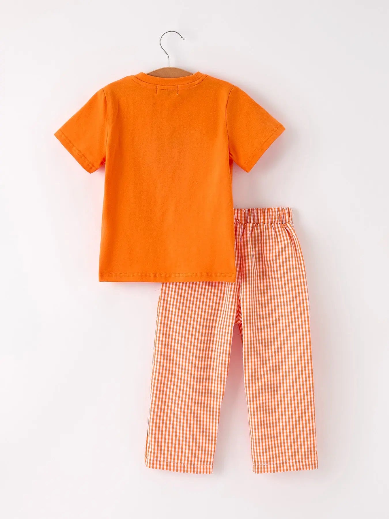 Rylee Faith Designs Fall Halloween Orange Pumpkin Ghost Spider Smock Embroidery Boy Set - Apparel & Accessories > Clothing > Outfit Sets Outfit