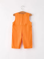 Rylee Faith Designs Fall Thanksgiving Halloween Orange Pumpkin Smock Embroidery Baby Boy Romper - Apparel & Accessories > Clothing > Baby & Toddler Clothing > Baby One-Pieces Romper