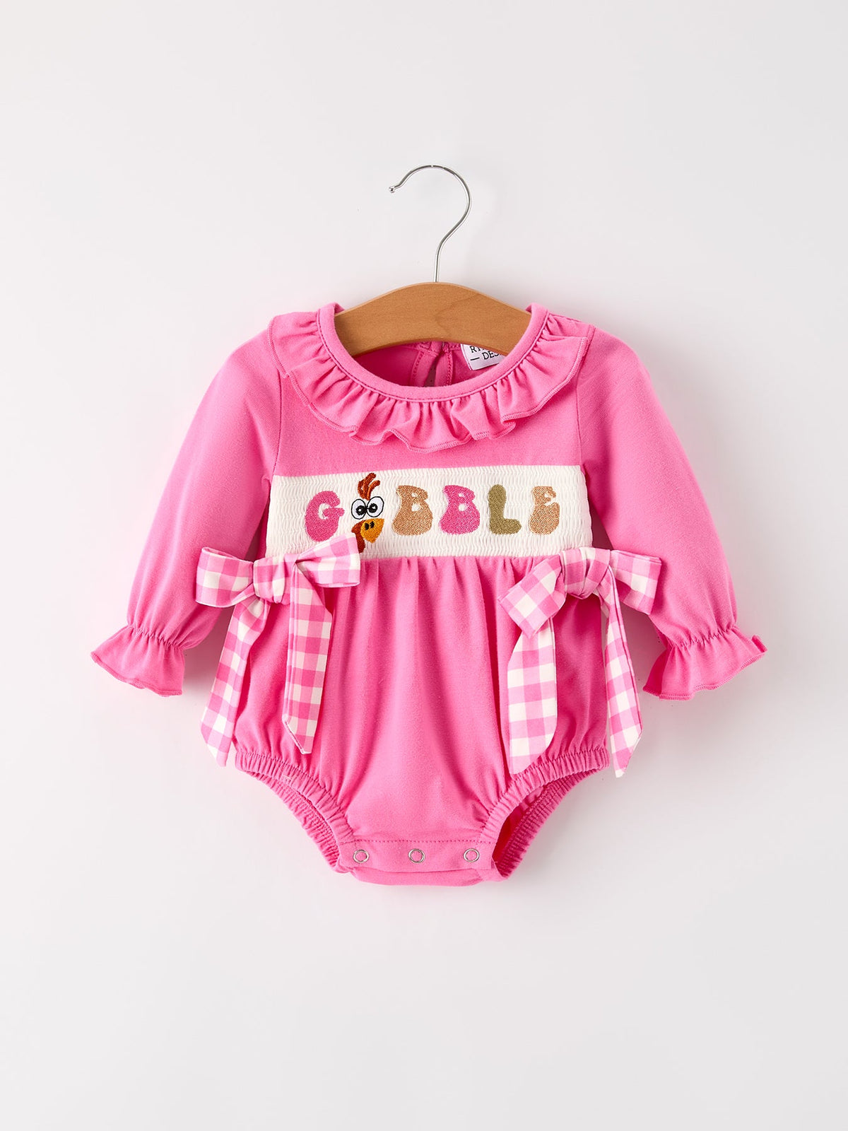 Fall Thanksgiving& Halloween "GOBBLE" Smock Embroidery Baby Girl Romper by Rylee Faith Designs