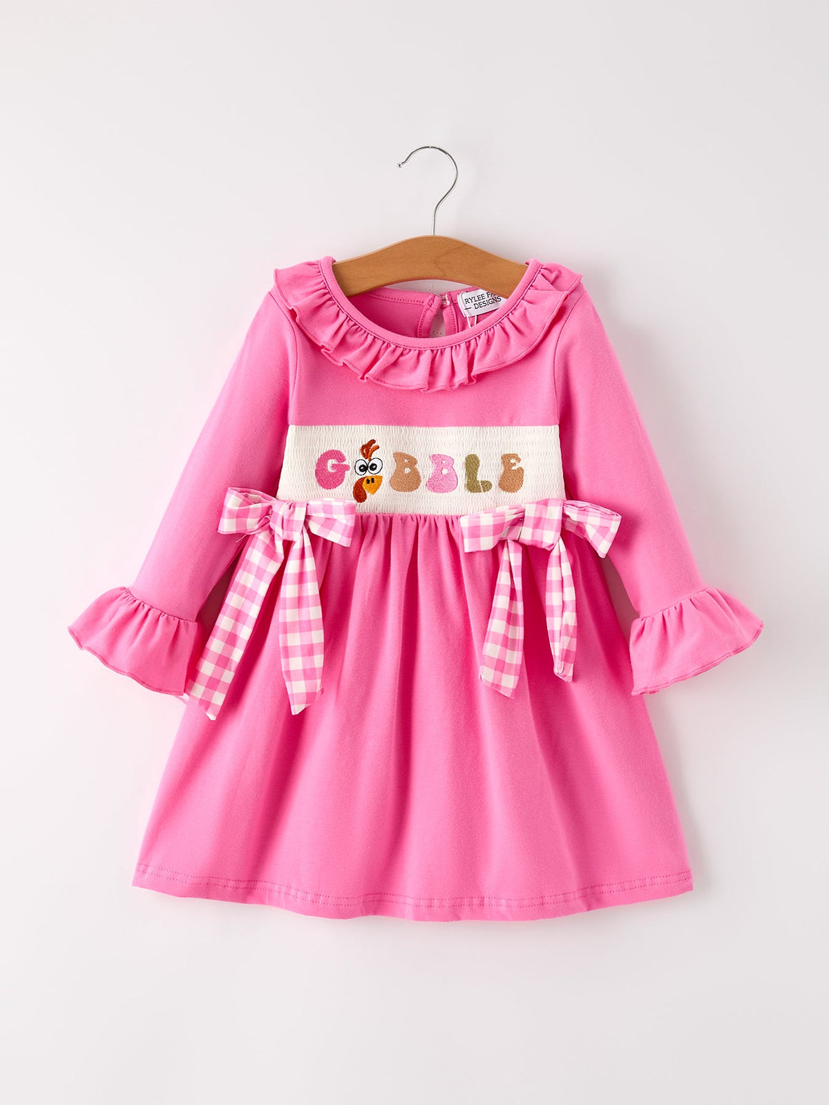 Fall Thanksgiving& Halloween "GOBBLE" Smock Embroidery Baby Girl Dress by Rylee Faith Designs