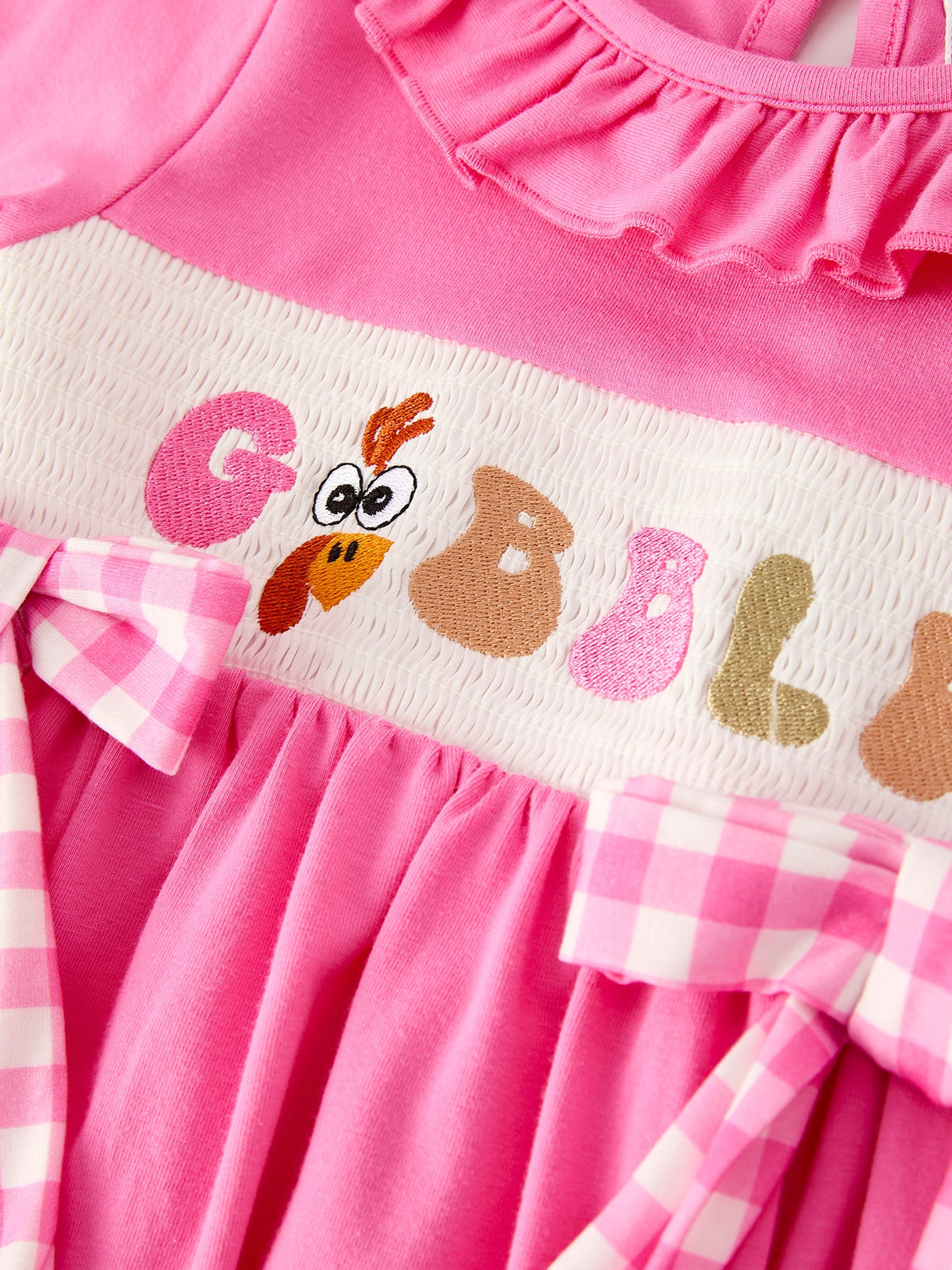 Fall Thanksgiving& Halloween "GOBBLE" Smock Embroidery Baby Girl Dress by Rylee Faith Designs