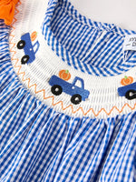 Rylee Faith Designs Fall Thanksgiving And Halloween Truck Smock Embroidery Baby Girl Dress - Apparel & Accessories > Clothing > Baby & Toddler Clothing > Baby & Toddler Dresses Dress