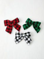 Rylee Faith Designs Winter Christmas Plaid Bow Hair Clip Festive Accessory - Apparel & Accessories > Clothing > Clothing Tops > Cardigans Accessories