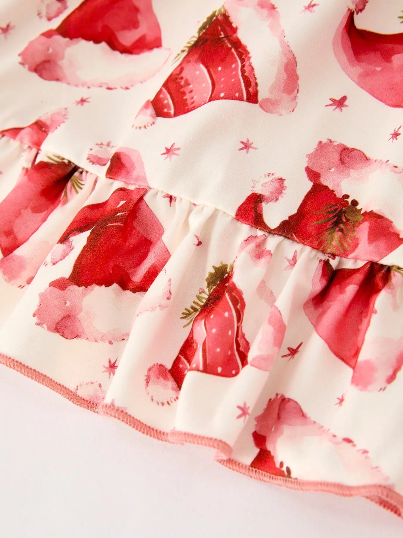 Rylee Faith Designs Winter Christmas Santa Hat Print Girls Pocket Ruffle Dress - Apparel & Accessories > Clothing > Dresses Dress