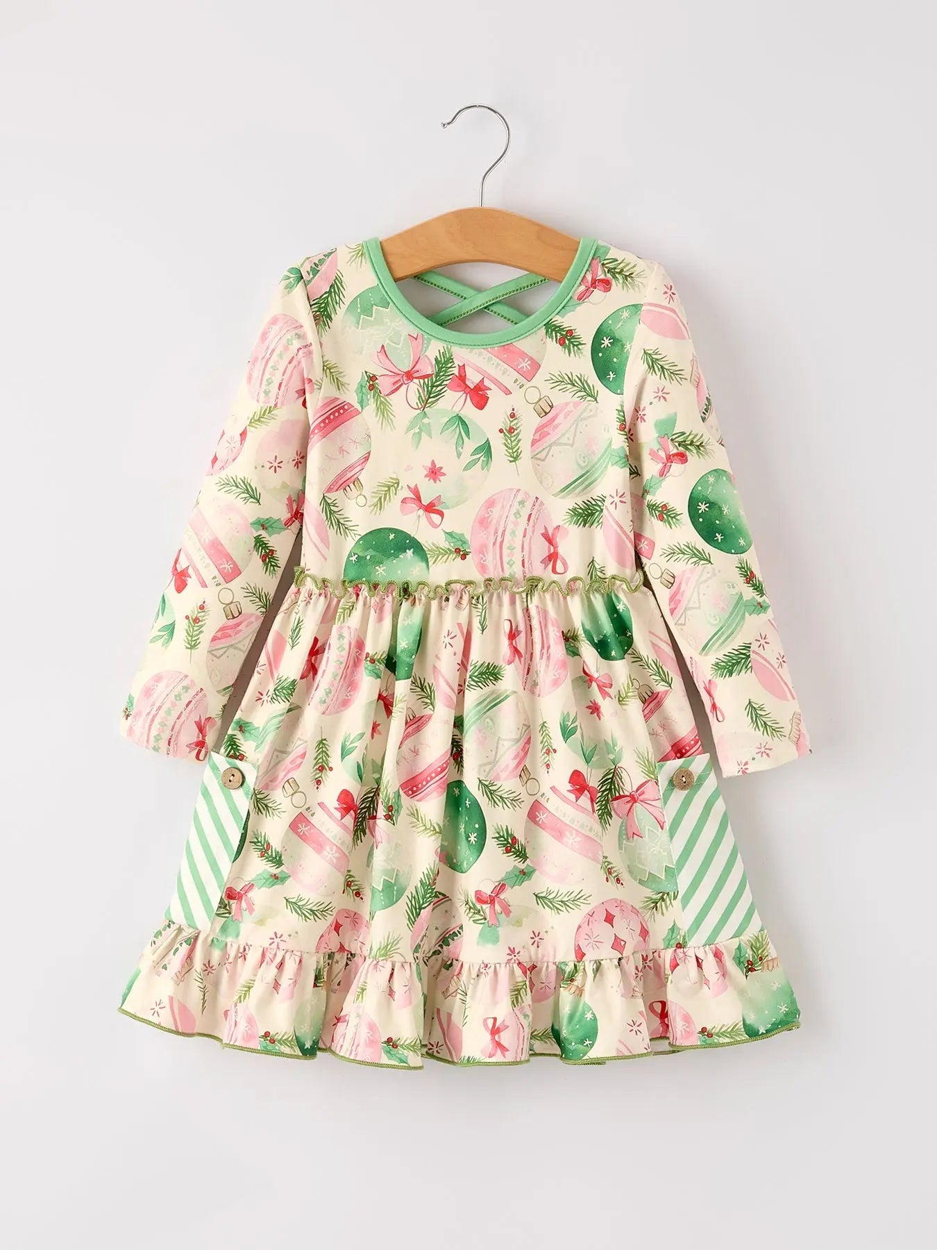Rylee Faith Designs Winter Christmas Green Pocket Dress Girls Holiday Outfit - Apparel & Accessories > Clothing > Dresses Dress