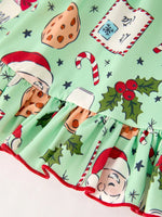 Rylee Faith Designs Winter Christmas Green Santa Girls Pocket Ruffle Dress - Apparel & Accessories > Clothing > Dresses Dress