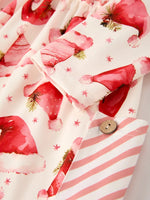 Rylee Faith Designs Winter Christmas Santa Hat Print Girls Pocket Ruffle Dress - Apparel & Accessories > Clothing > Dresses Dress