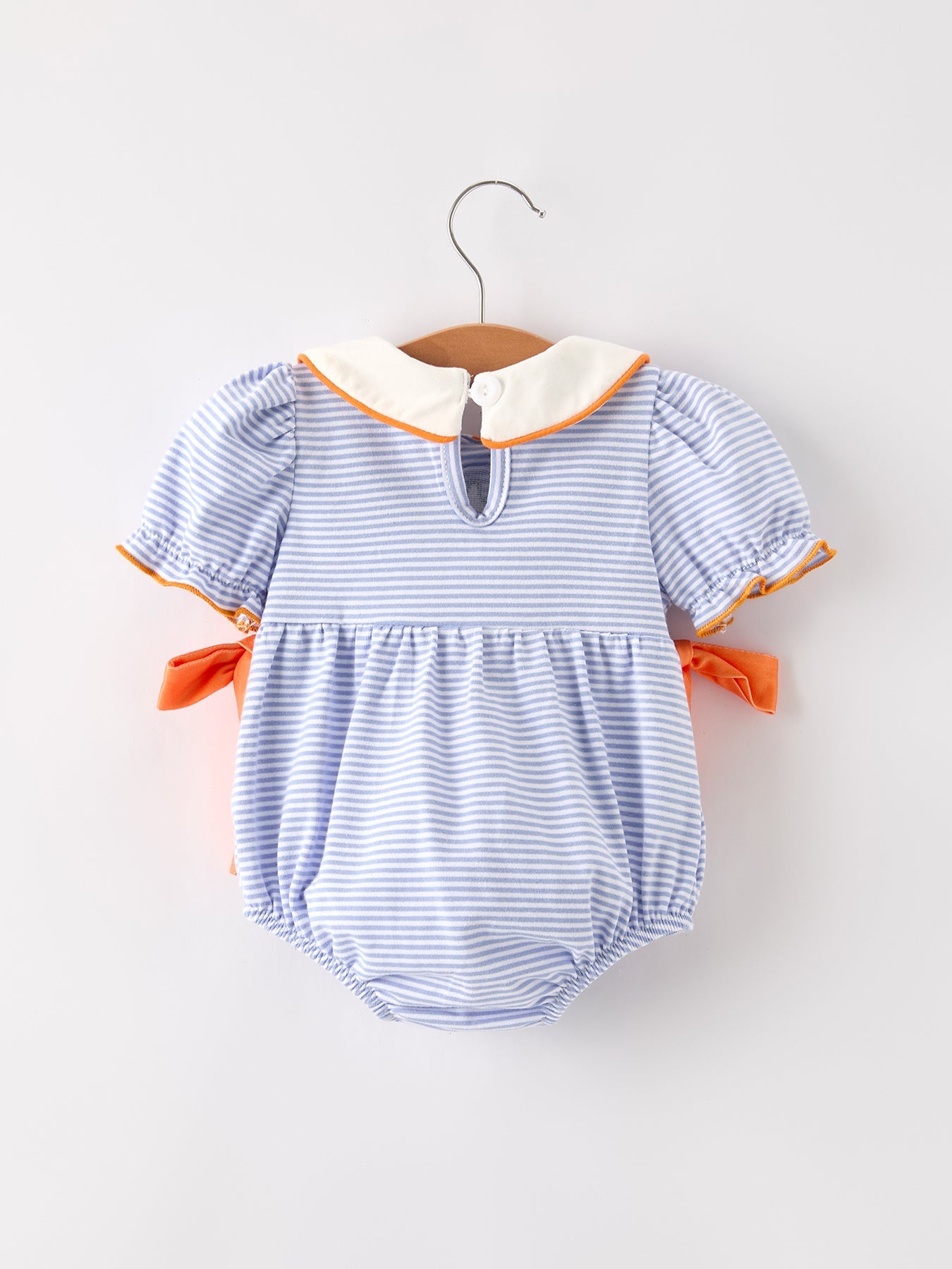 Girls Pumpkin Applique Cotton Romper
