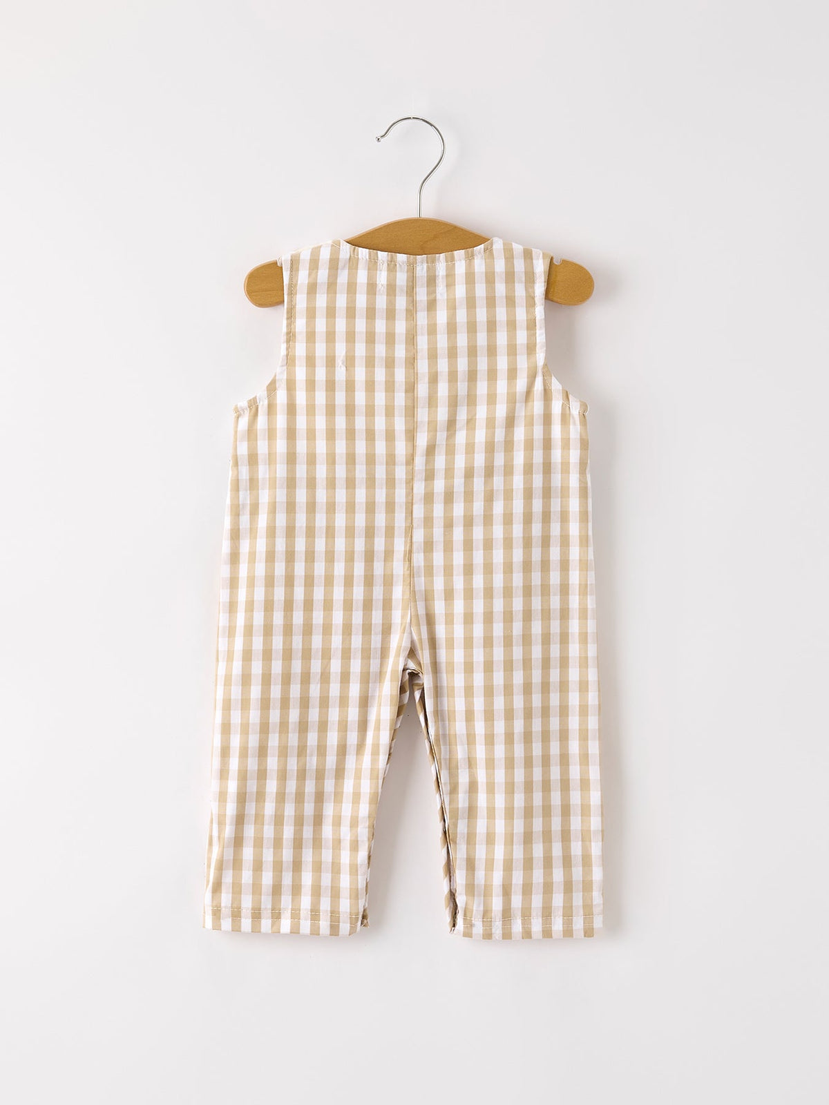 Fall Thanksgiving Apricot Plaid Chick Embroidery Smocking Baby Boys Romper by Rylee Faith Designs