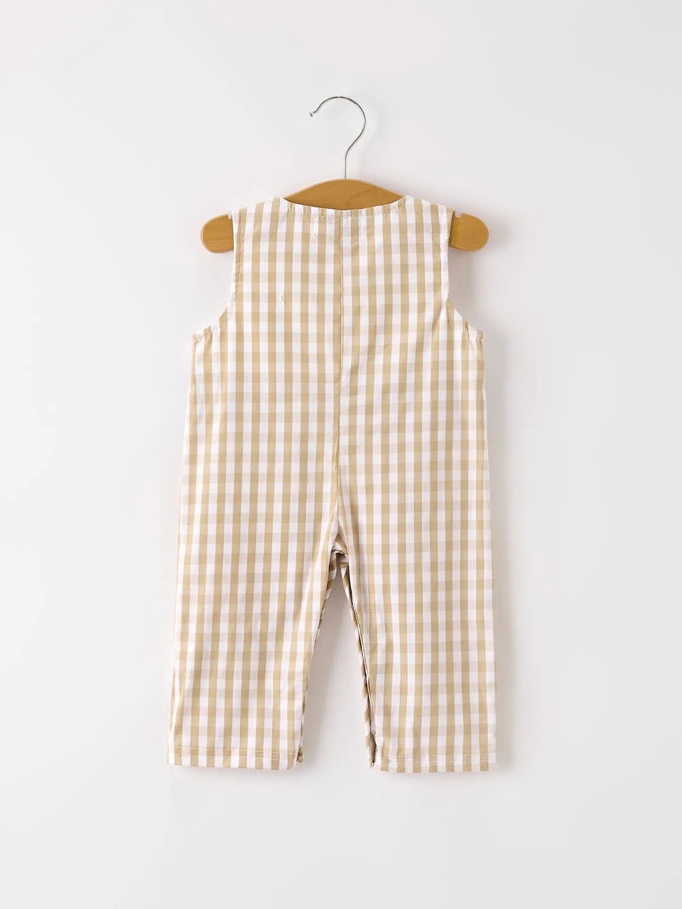 Rylee Faith Designs Fall Thanksgiving Apricot Plaid Chick Embroidery Smocking Baby Boys Romper - Apparel & Accessories > Clothing > Baby & Toddler Clothing > Baby One-Pieces Romper