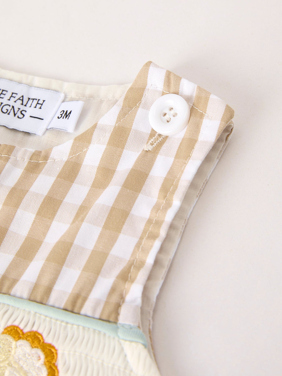 Fall Thanksgiving Apricot Plaid Chick Embroidery Smocking Baby Boys Romper by Rylee Faith Designs