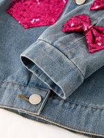 Rylee Faith Designs Girls Autumn Denim Sequined Jacket Top for Stylish Fall Fashion - Apparel & Accessories > Clothing > Baby & Toddler Clothing > Baby & Toddler Tops > Sweaters Top