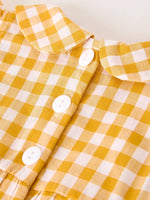 Rylee Faith Designs Autumn Thanksgiving Yellow Plaid Turkey Pumpkin Embroidery Smock Girls Romper - Apparel & Accessories > Clothing > Baby & Toddler Clothing > Baby One-Pieces Romper