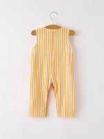 Rylee Faith Designs Fall Thanksgiving Chicken Smock Embroidered Orange Stripes Boys Romper - Apparel & Accessories > Clothing > Baby & Toddler Clothing > Baby One-Pieces Romper