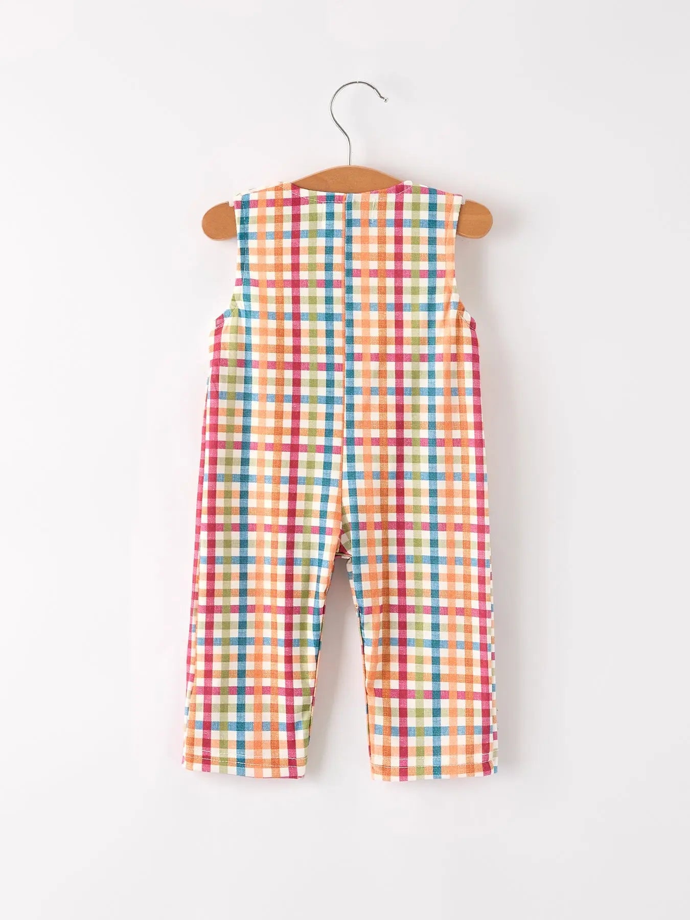 Fall Thanksgiving Color Plaid Chick Embroidery Smocking Baby Boys Romper Rylee Faith Designs