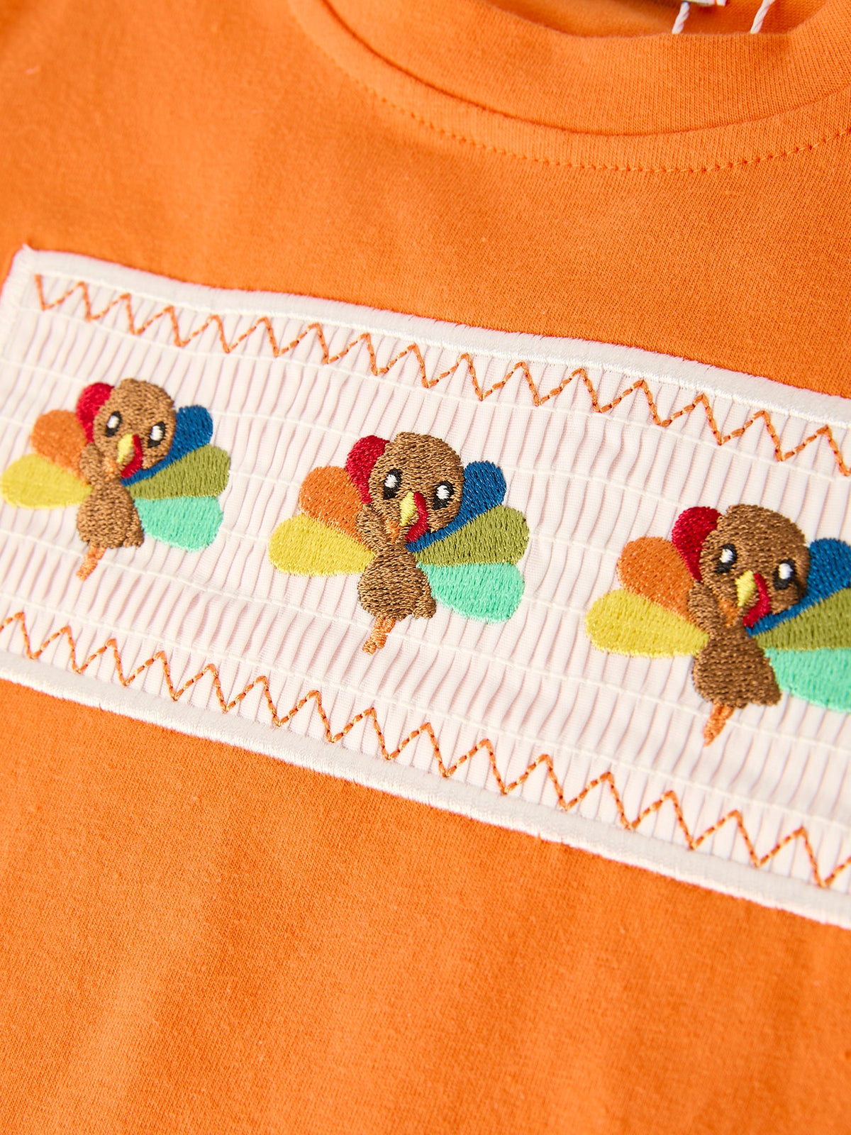 Fall Thanksgiving Color Plaid Chick Embroidery Smocking Boys Set by Rylee Faith Designs