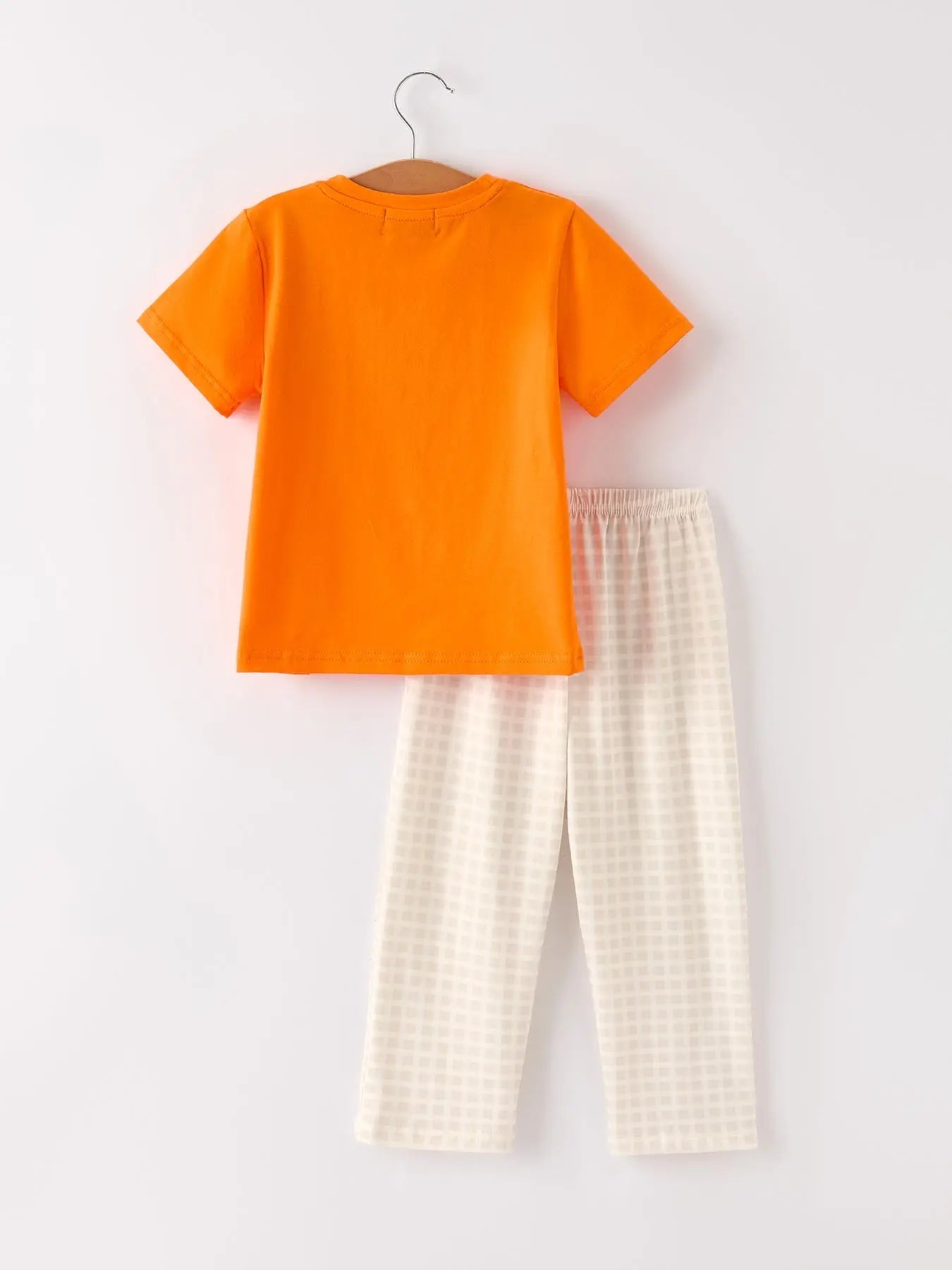 Fall Thanksgiving Apricot Plaid Turkey Embroidery Smocking Boys Set Rylee Faith Designs