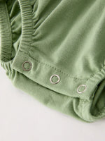 Rylee Faith Designs Fall Thanksgiving Chicken Smock Embroidered Green Baby Girl Romper - Apparel & Accessories > Clothing > Baby & Toddler Clothing > Baby One-Pieces Romper