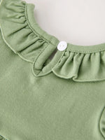 Rylee Faith Designs Fall Thanksgiving Chicken Smock Embroidered Green Baby Girl Romper - Apparel & Accessories > Clothing > Baby & Toddler Clothing > Baby One-Pieces Romper