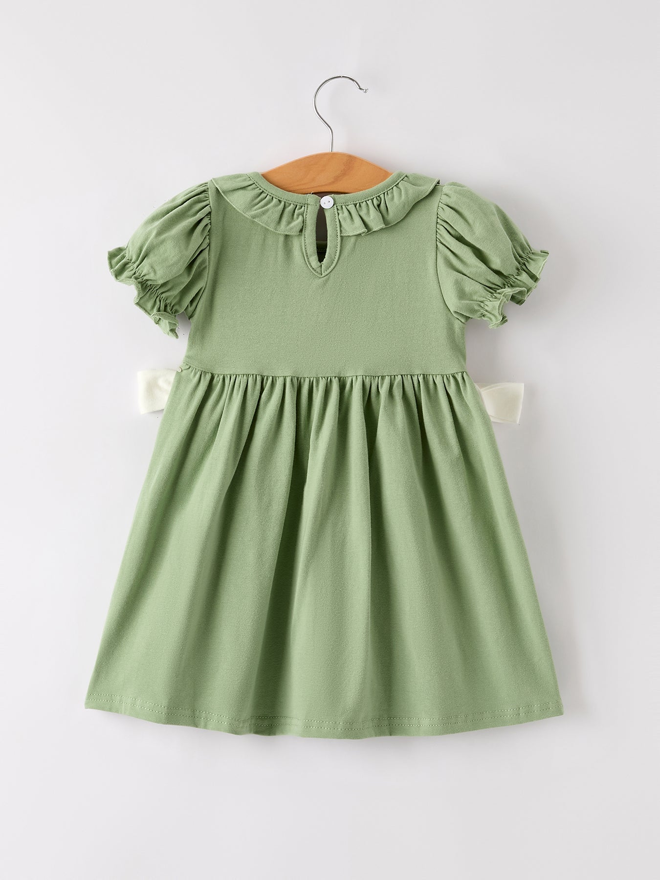 Green Smock Embroidered Chicken Dress by Rylee Faith Designs