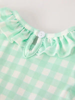 Rylee Faith Designs Fall Thanksgiving Green Chicken Smock Embroidered Plaid Baby Girls Romper - Apparel & Accessories > Clothing > Baby & Toddler Clothing > Baby One-Pieces Romper