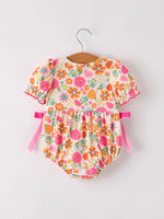 Autumn Halloween Thanksgiving Pumpkin Embroidery Smock Floral Girls Romper by Rylee Faith Designs