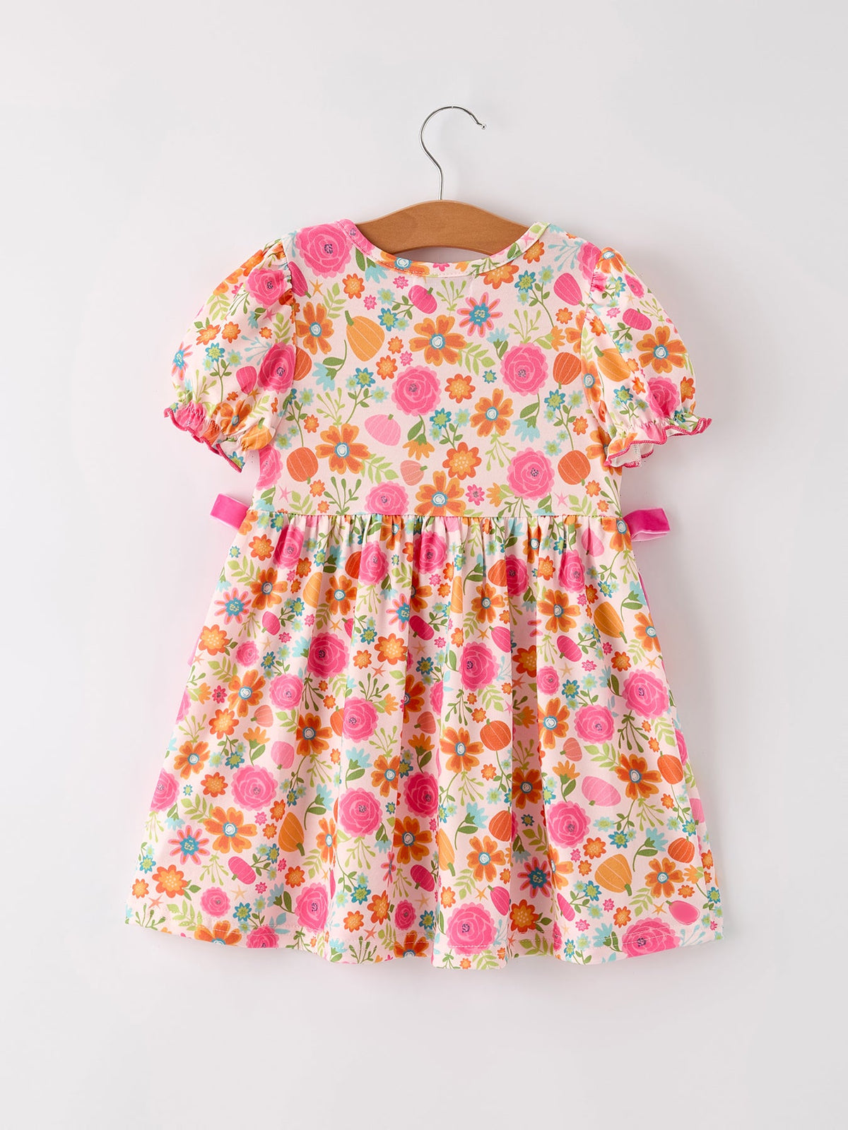 Autumn Thanksgiving Pumpkin Embroidery Smock Floral Girls Dress by Rylee Faith Designs