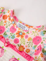 Autumn Thanksgiving Pumpkin Embroidery Smock Floral Girls Dress by Rylee Faith Designs