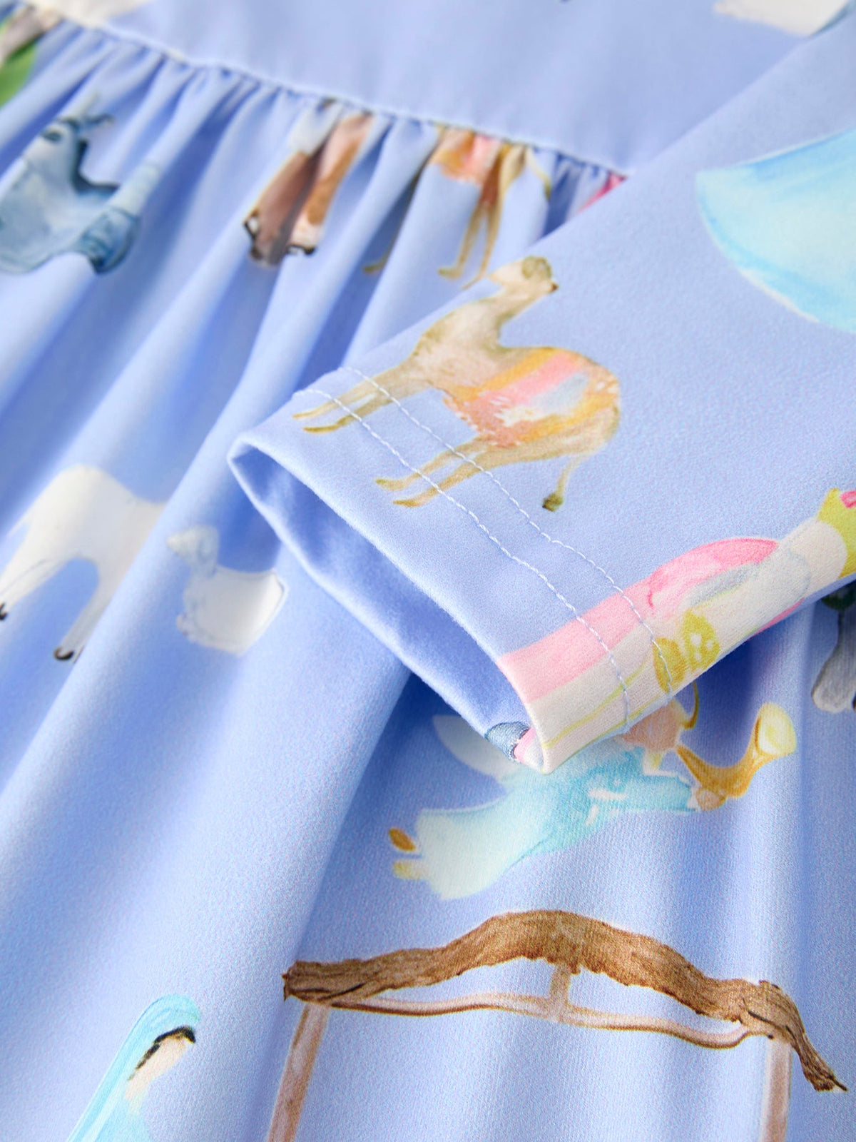 Winter Christmas Nativity Print Girls Long Sleeve Dress by Rylee Faith Designs