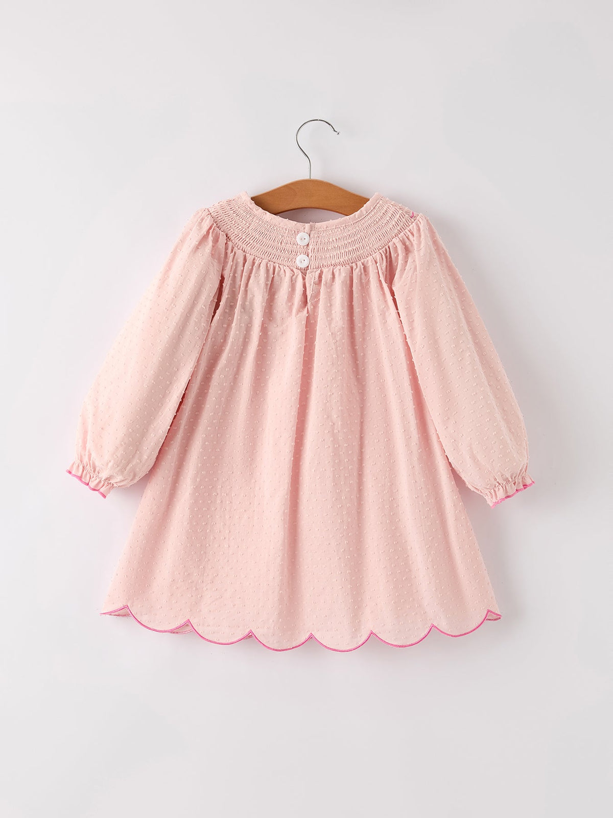 Autumn Halloween Light Pink Ghost Embroidery Smock Girl Dress by Rylee Faith Designs
