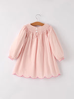 Autumn Halloween Light Pink Ghost Embroidery Smock Girl Dress by Rylee Faith Designs