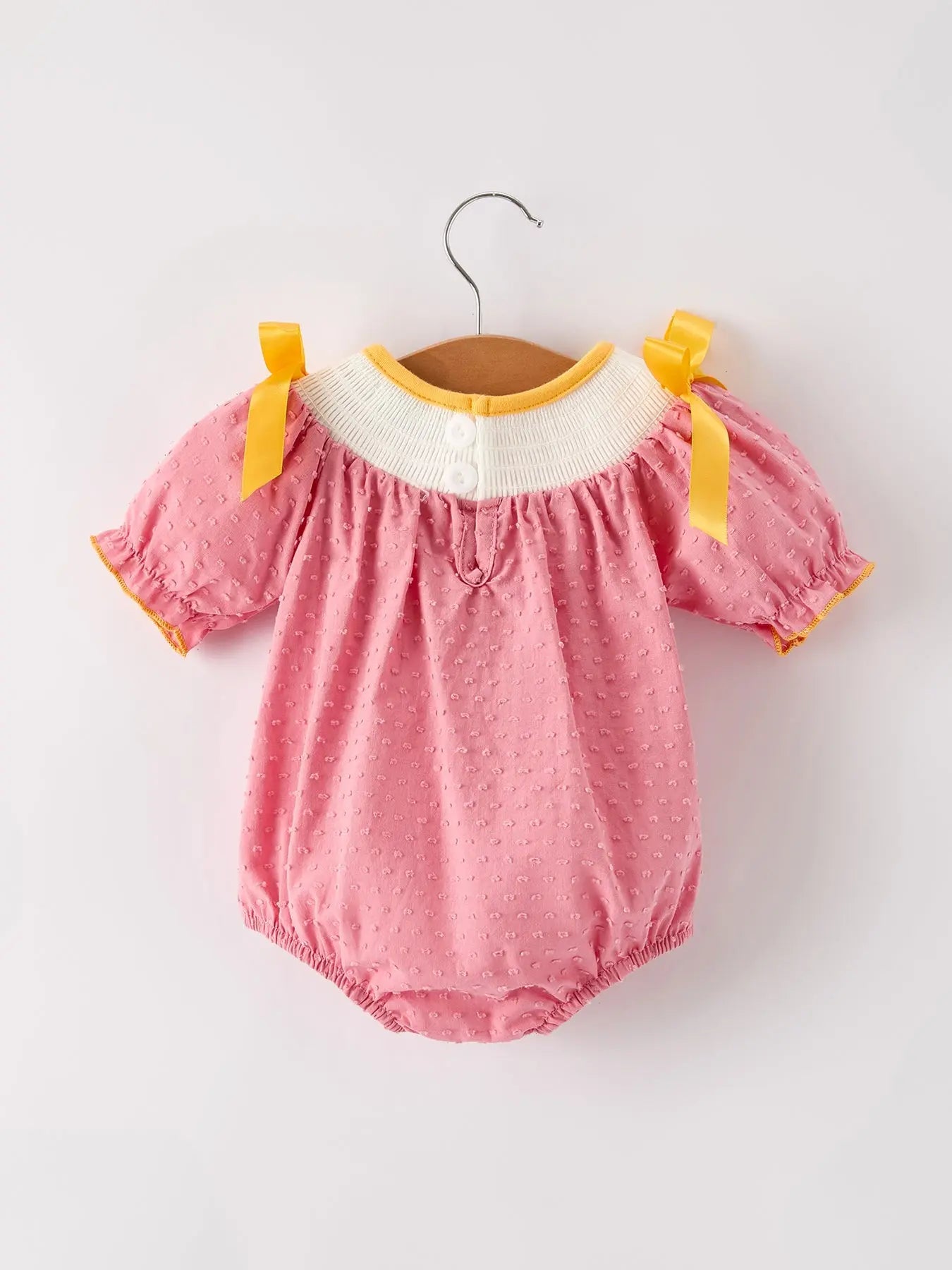 Fall Thanksgiving Turkey Leaf Embroidery Smocking Bow Baby Girls Romper Rylee Faith Designs
