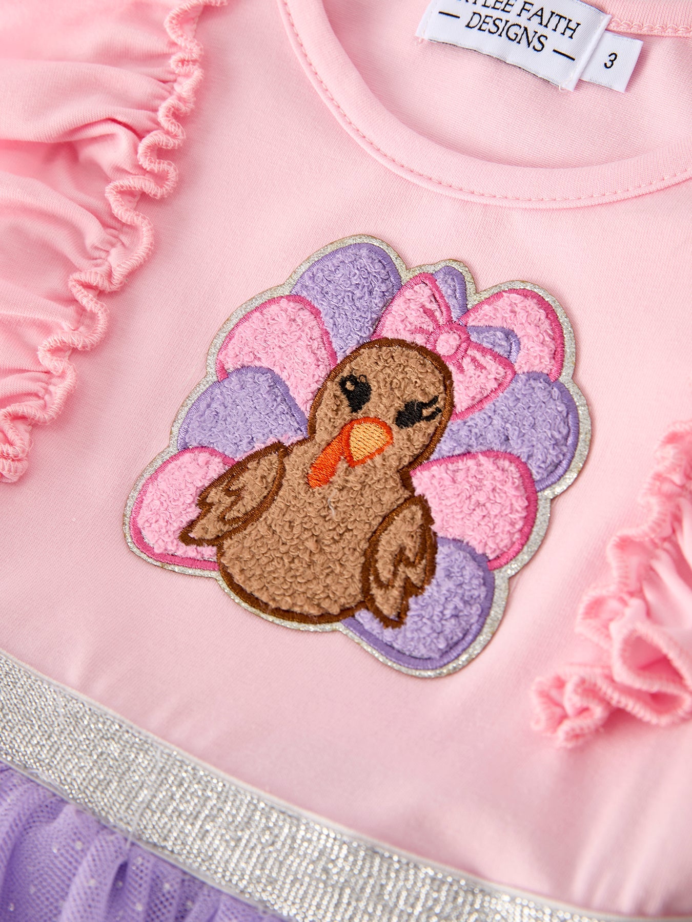 Autumn Thanksgiving Tulle Pink Purple Girls Long Sleeve Dress by Rylee Faith Designs