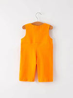Rylee Faith Designs Fall Halloween Orange Embroidery Smocking Baby Boys Romper - Apparel & Accessories > Clothing > Baby & Toddler Clothing > Baby One-Pieces Romper
