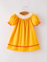 Rylee Faith Designs Fall Halloween and Thanksgiving Turkey Embroidered Yellow Girls Dress - Apparel & Accessories > Clothing > Baby & Toddler Clothing > Baby & Toddler Dresses Dress