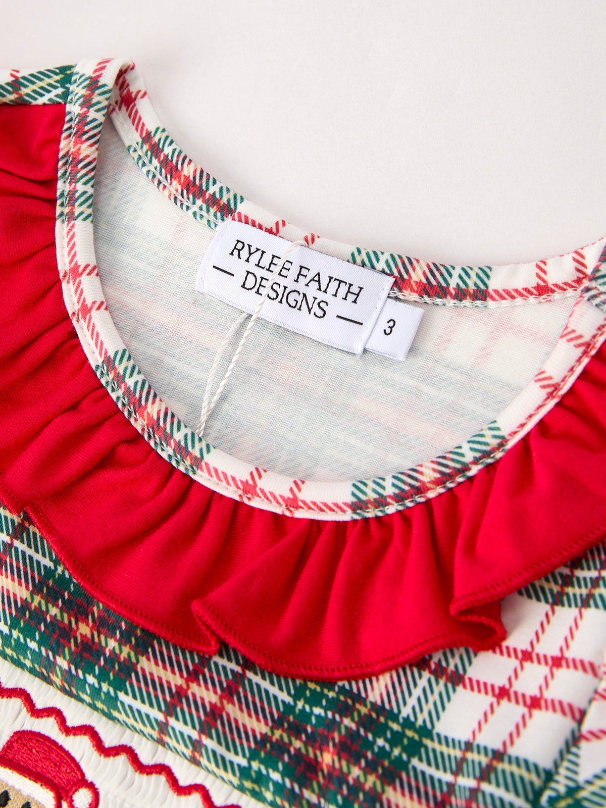 Christmas Embroidery Smocking Bow Plaid Girls Dress by Rylee Faith Designs