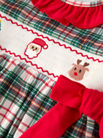 Christmas Embroidery Smocking Bow Plaid Girls Dress by Rylee Faith Designs