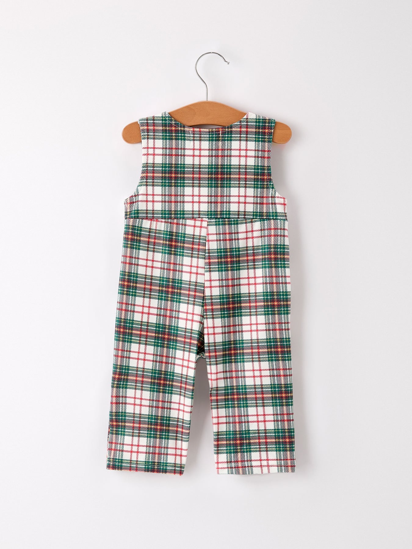 Christmas Jonjon Plaid Smocking Embroidered Boys Romper by Rylee Faith Designs