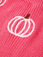 Fall Girls Thanksgiving Halloween Pumpkin Pink Pullover Sweater by Rylee Faith Designs