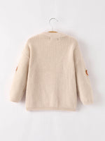 Rylee Faith Designs Thanksgiving Halloween Pumpkin Sequin Sweater Beige Perfect for Fall - Apparel & Accessories > Clothing > Baby & Toddler Clothing > Baby & Toddler Tops > Sweaters Top