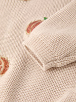 Rylee Faith Designs Thanksgiving Halloween Pumpkin Sequin Sweater Beige Perfect for Fall - Apparel & Accessories > Clothing > Baby & Toddler Clothing > Baby & Toddler Tops > Sweaters Top