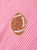 Rylee Faith Designs Winter Christmas Pink Football Girls Pullover Sweater - Apparel & Accessories > Clothing > Baby & Toddler Clothing > Baby & Toddler Tops > Sweaters Top